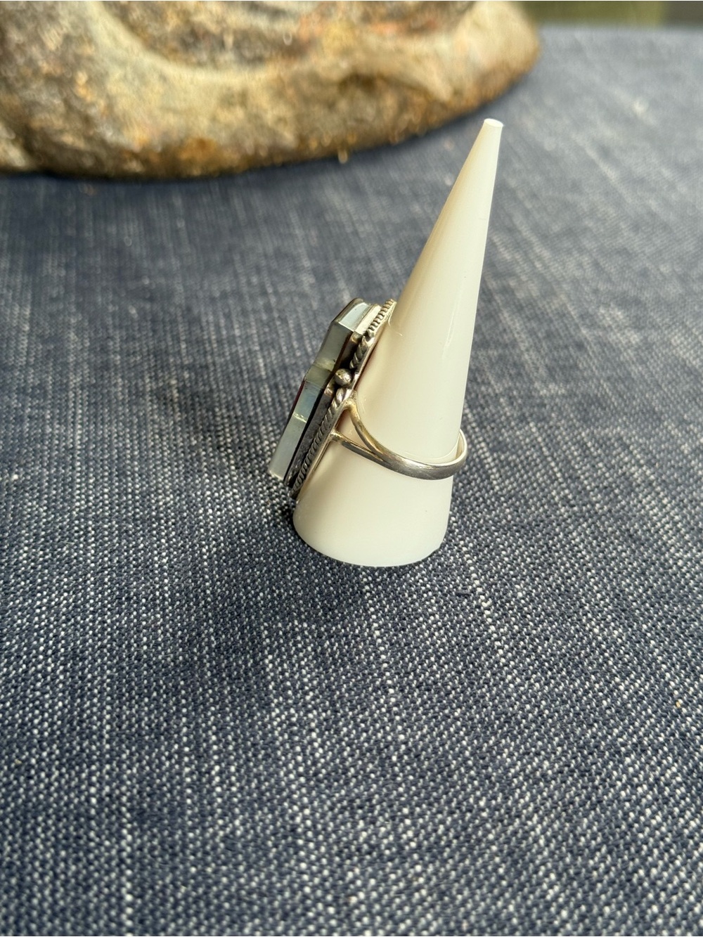 Hand Crafted Multicolor Lightning Opal Ring in Sterling Silver - Sterling Silver - Picture 2 of 6